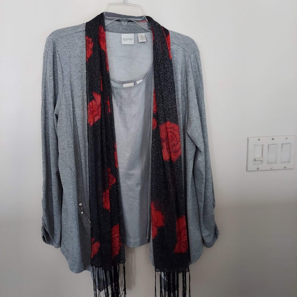 Chico's Silver Jacket, size 2 and tank top size 3